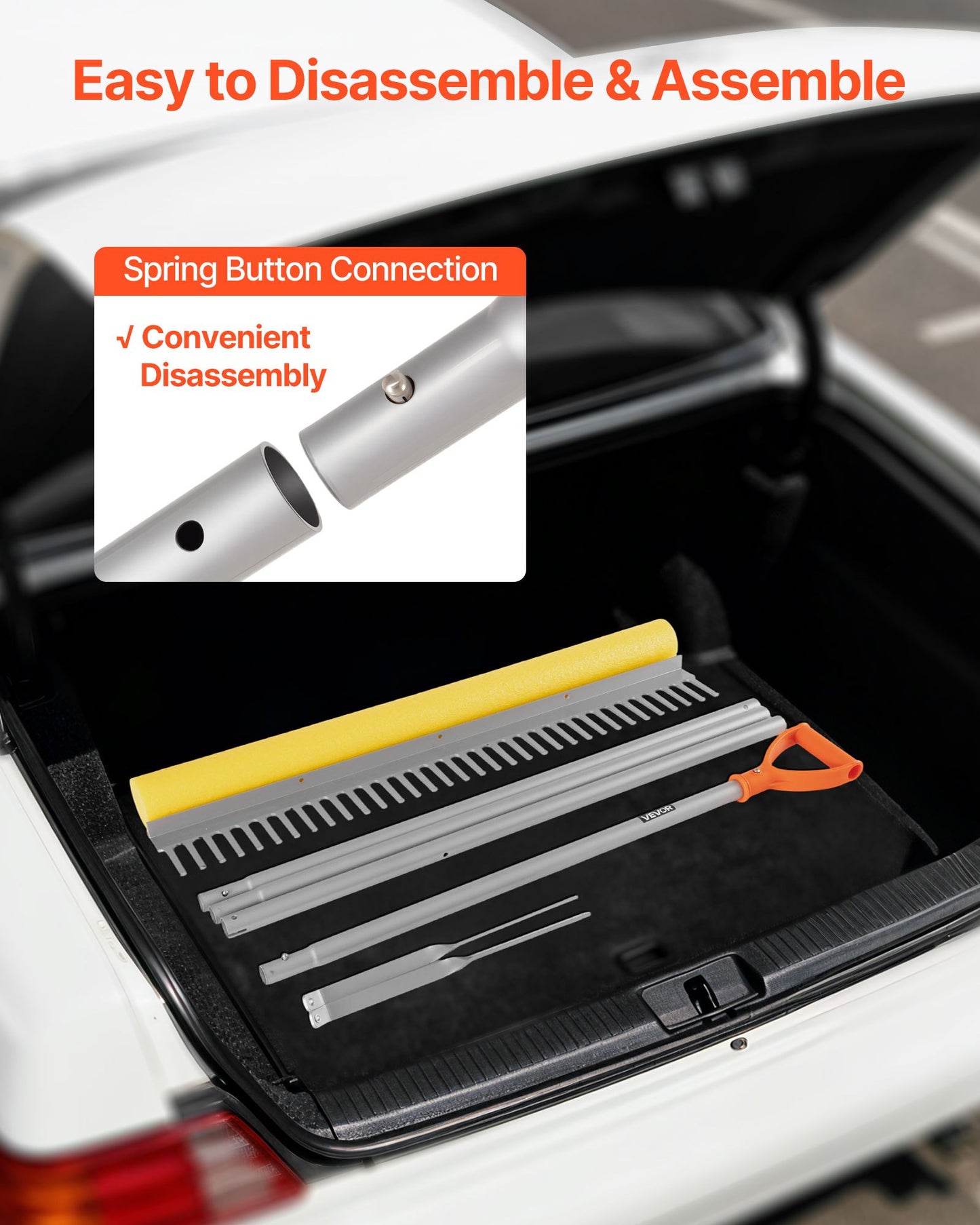 Landschaftsrechen, 914 mm breiter Kopf, 3380 mm Stiel, großer, robuster Aluminium-Laubrechen, Asphaltplanierer zum Auflockern von Erde, für Garten, Hof, Teich, Kies und Strand, Rasenpflege, 15,8 m Seil