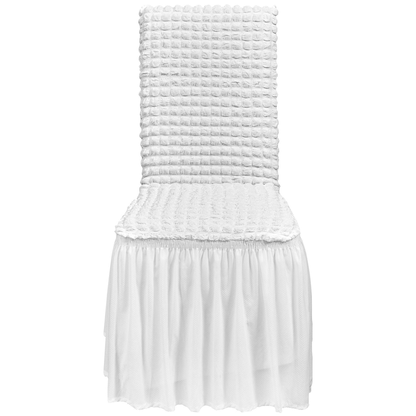 Stretch Spandex Folding Chair Covers, Universal Fitted Chair Cover with Skirt, Removable Washable Protective Slipcovers, for Wedding, Holiday, Banquet, Party, Celebration, Dining (4 PCS White)