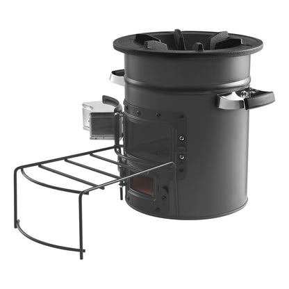 Camping-Raketenofen, tragbarer Holzraketenofen mit Tragetasche für Rucksackreisen, SPCC-Stahl, Doppeltür, zum Verbrennen von Zweigen, Ästen oder Holzkohle zum Kochen im Freien, im Garten oder beim Camping