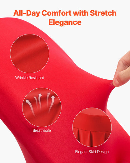 30 rote Stuhlhussen, Polyester-Spandex-Mischgewebe, dehnbare Überzüge für Hochzeitsfeiern, Bankette und andere fest installierte Stühle, passend für Stühle mit Maßen bis zu 51 x 45 x 95 cm (20,08 x 17,72 x 37,4 Zoll).