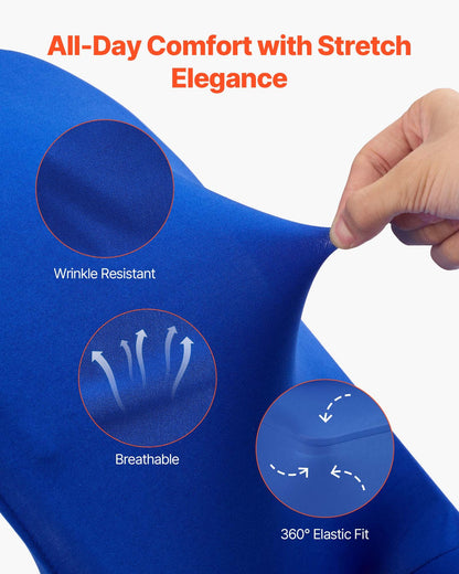 50 blaue Stuhlhussen aus Polyester-Spandex-Gemisch, dehnbare Überzüge für Hochzeitsfeiern, Bankette und andere fest installierte Stühle, passend für Stühle mit Maßen bis zu 45 x 46 x 77 cm (17,72 x 18,11 x 30,31 Zoll).