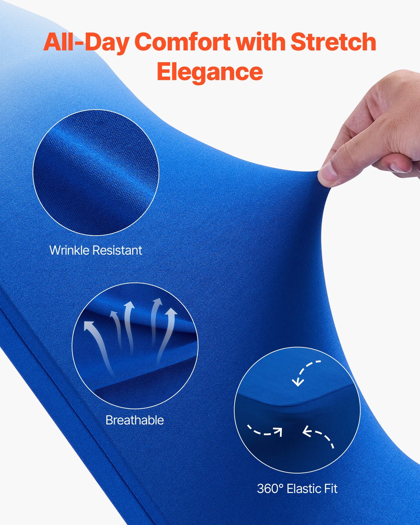 50 Pcs Royal Blue Chair Covers, Polyester Spandex Chair Cover, Stretch Slipcovers for Wedding Party Dining Banquet Flat-Front Chair Covers, Fits Chair Measures up to 20.08 x 17.72 x 37.4 inch