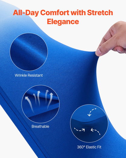 50 Pcs Royal Blue Chair Covers, Polyester Spandex Chair Cover, Stretch Slipcovers for Wedding Party Dining Banquet Flat-Front Chair Covers, Fits Chair Measures up to 20.08 x 17.72 x 37.4 inch