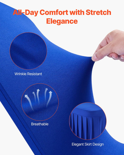 30 Pcs Blue Chair Covers, Polyester Spandex Chair Cover, Stretch Slipcovers for Wedding Party Dining Banquet Flat-Front Chair Covers, Fits Chair Measures up to 20.08 x 17.72 x 37.4 inch