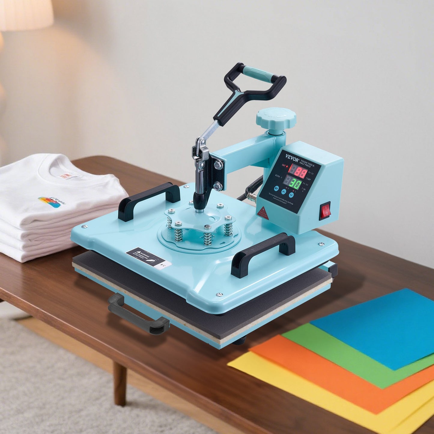 Heat Press Machine, 12 x 15 inch, 5 in 1 Heat Transfer Machine with 30 oz Tumbler Press, 360° Swing Away T-Shirt Pressing, Digital Precise Control, for T-Shirts/Mugs/Hats/Plates, Green