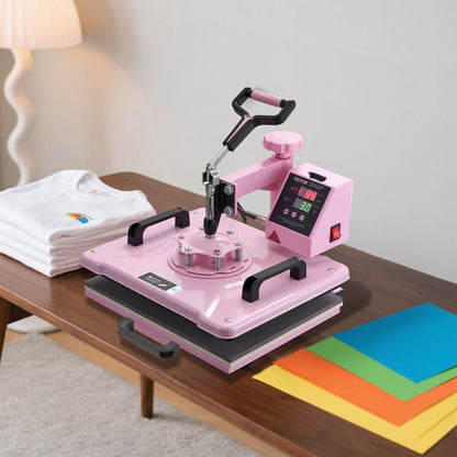 Heat Press Machine 30.5x38.1 cm 8 in 1 with 850.5 g Tumbler Press T-Shirts Pink