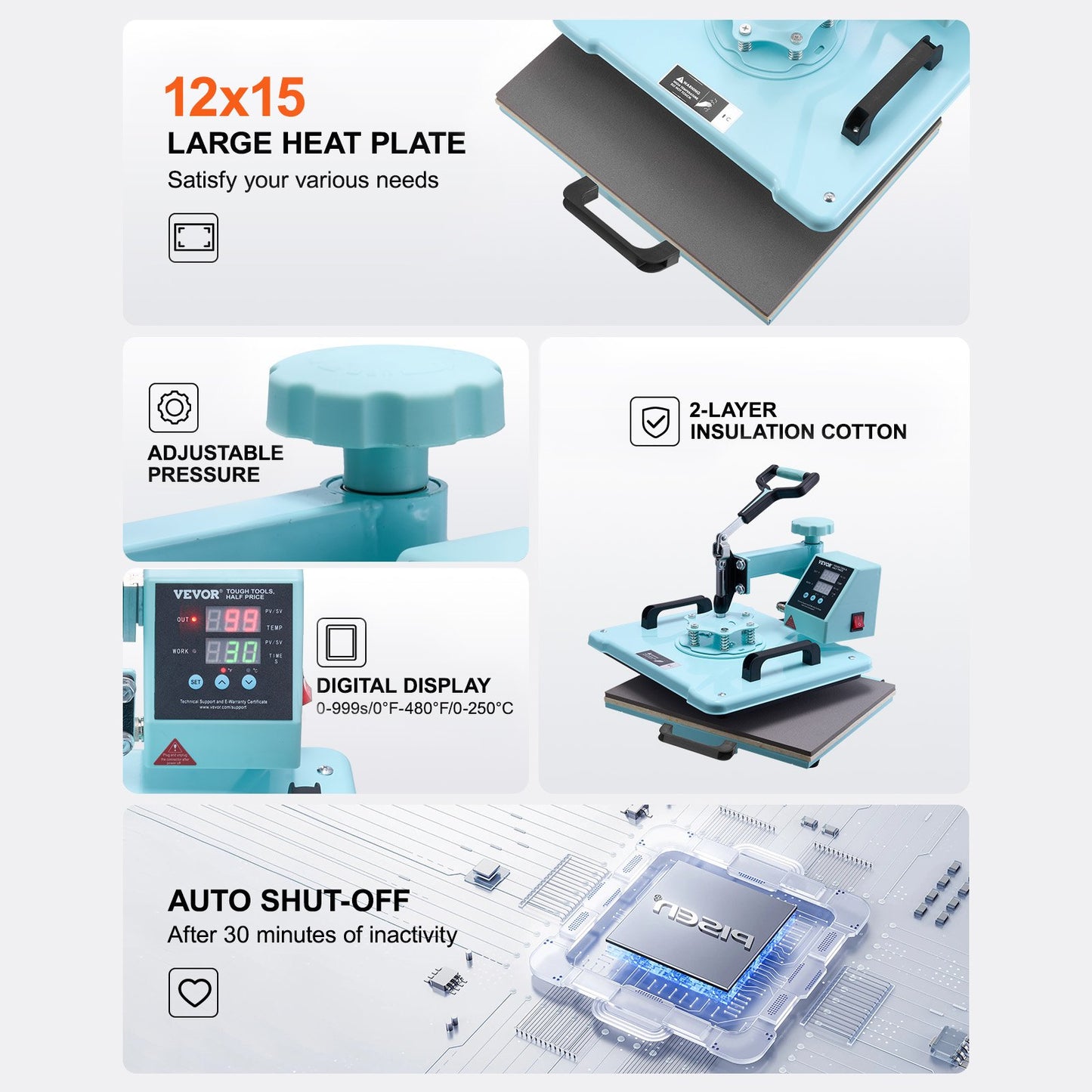 Heat Press Machine 300 x 380 mm 8 in 1 with 850.5 g Tumbler Press T-Shirts Green