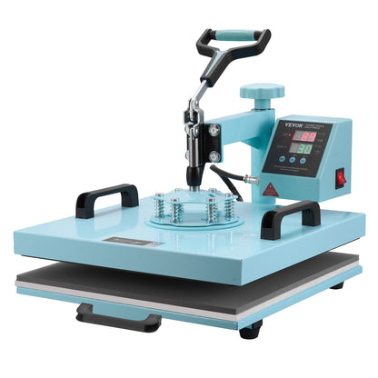 Heat Press Machine, 15 x 15 inch, 5 in 1 Heat Transfer Machine with 30 oz Tumbler Press, 360° Swing Away T-Shirt Pressing, Digital Precise Control, for T-Shirts/Mugs/Hats/Plates, Green