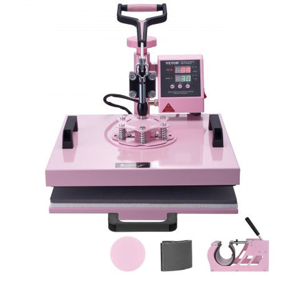 Heat Press Machine 38x38 cm 5 in 1 with 850.5 g Tumbler Press T-Shirts Pink