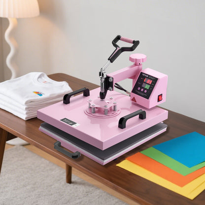 Heat Press Machine 38x38 cm 5 in 1 with 850.5 g Tumbler Press T-Shirts Pink