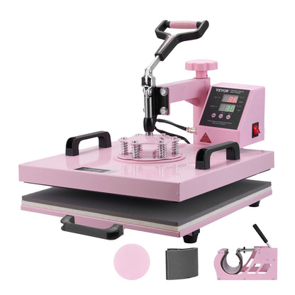 Heat Press Machine 38x38 cm 5 in 1 with 850.5 g Tumbler Press T-Shirts Pink
