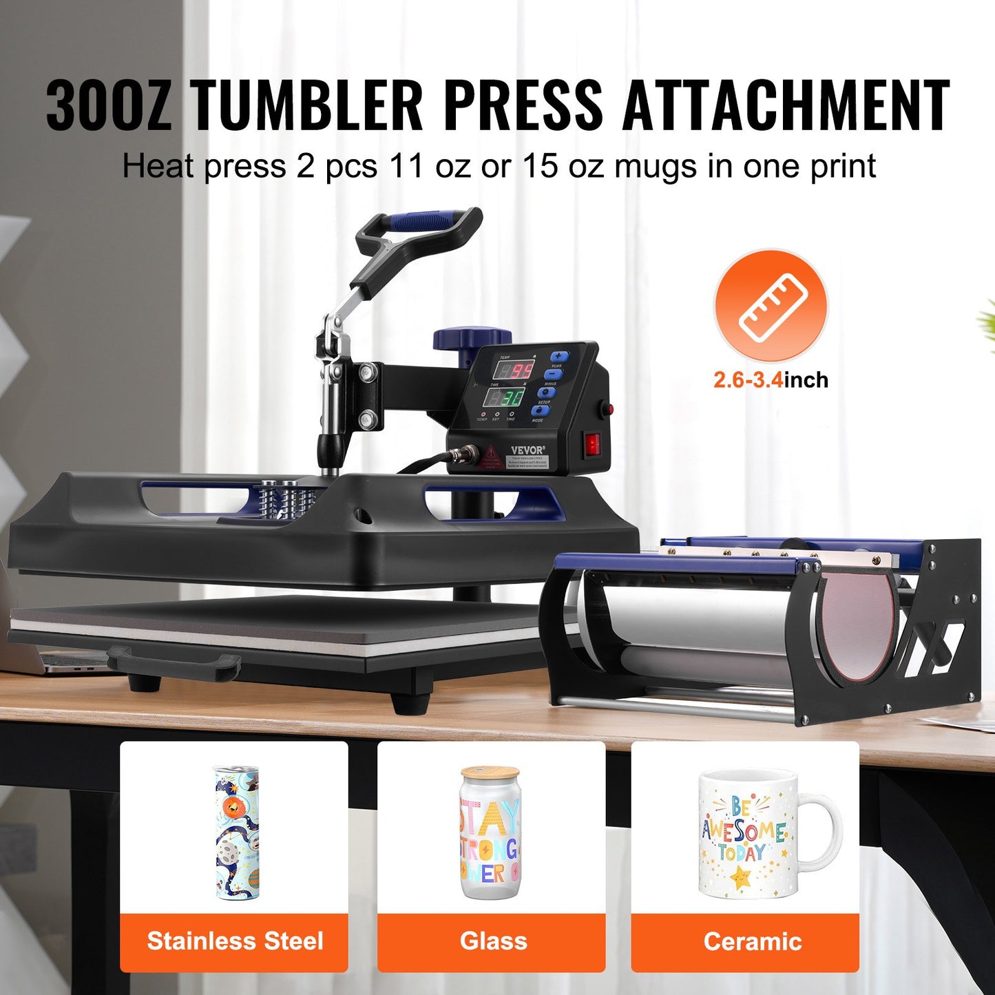 5 in 1 Heat Press Machine 38x38 in 850.5 g Tumbler Press T-Shirts Black+Blue