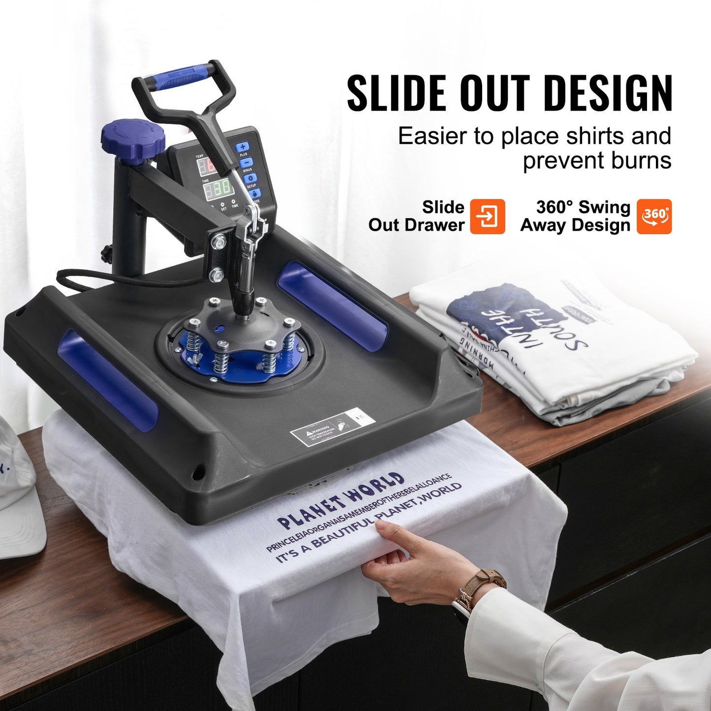 5 in 1 Heat Press Machine 38x38 in 850.5 g Tumbler Press T-Shirts Black+Blue