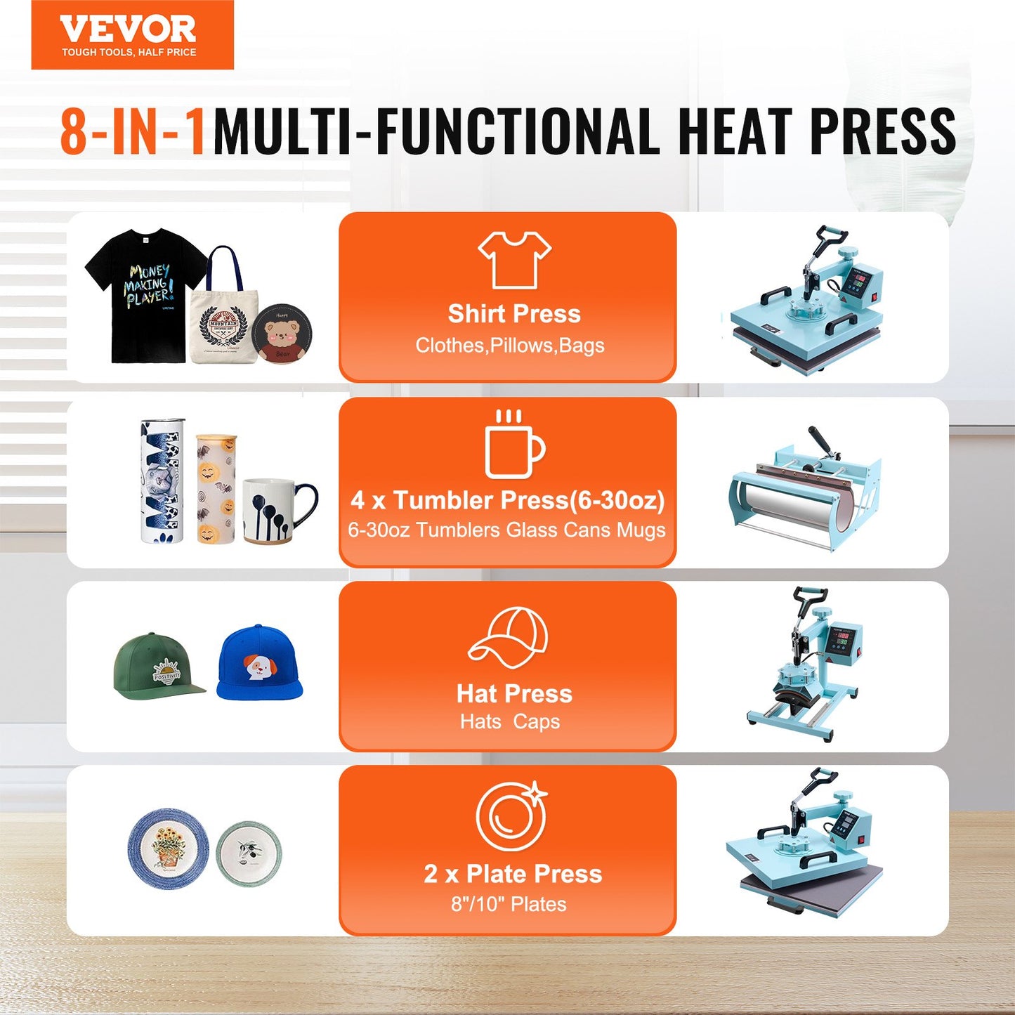 Heat Press Machine 38x38 cm 8 in 1 with 850.5 g Tumbler Press T-Shirts Green
