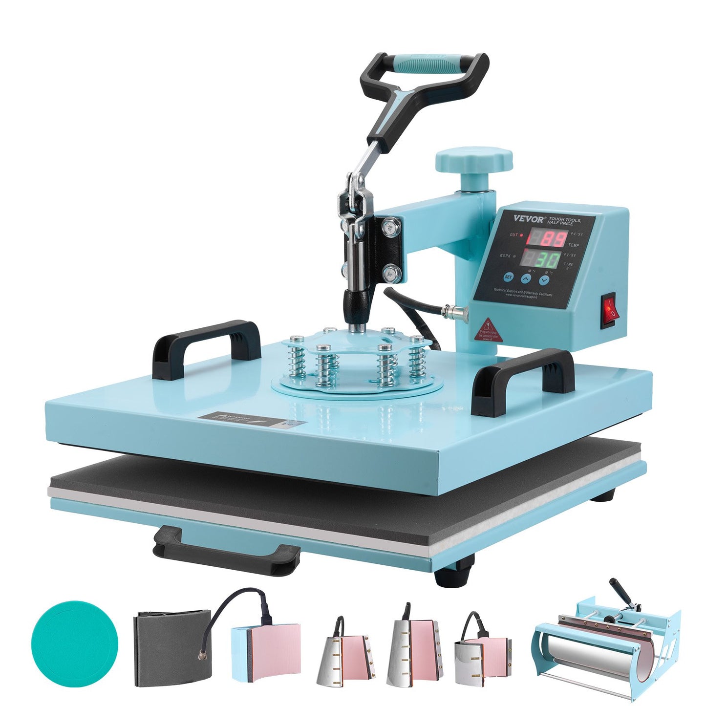 Heat Press Machine 38x38 cm 8 in 1 with 850.5 g Tumbler Press T-Shirts Green