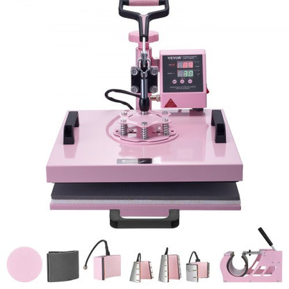 Heat Press Machine 38x38 cm 8 in 1 with 850.5 g Tumbler Press T-Shirts Pink