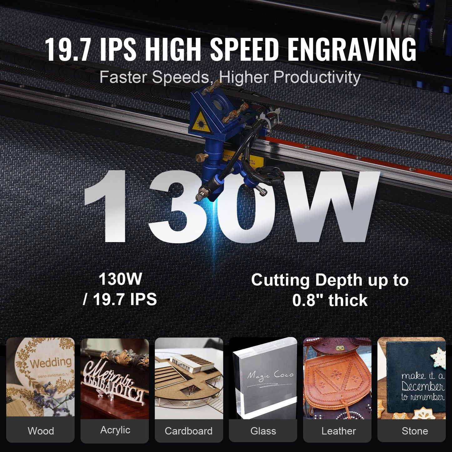 130W CO2 Laser Engraver, 89 x 140 cm(35 x 55 in), 500 mm/s(19.7 IPS) Laser Cutter Machine with 2-Way Pass Air Assist, Compatible with LightBurn, CorelDRAW, AutoCAD, Windows, Mac OS, Linux, for Wood Acrylic Fabric More