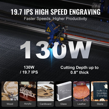 130W CO2 Laser Engraver, 89 x 140 cm(35 x 55 in), 500 mm/s(19.7 IPS) Laser Cutter Machine with 2-Way Pass Air Assist, Compatible with LightBurn, CorelDRAW, AutoCAD, Windows, Mac OS, Linux, for Wood Acrylic Fabric More