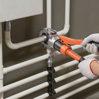 Hydraulic Pipe Crimping Tool, PEX & Aluminum-Plastic Tube Fittings Crimper with U16 U20 U25 U32 Jaws & Carrying Case, Press Crimper Tool Kit for Plumbing Repairs & Installations