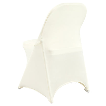 Stretch Spandex Folding Chair Covers, Universal Fitted Chair Cover, Removable Washable Protective Slipcovers, for Wedding, Holiday, Banquet, Party, Celebration, Dining (30PCS Ivory White)