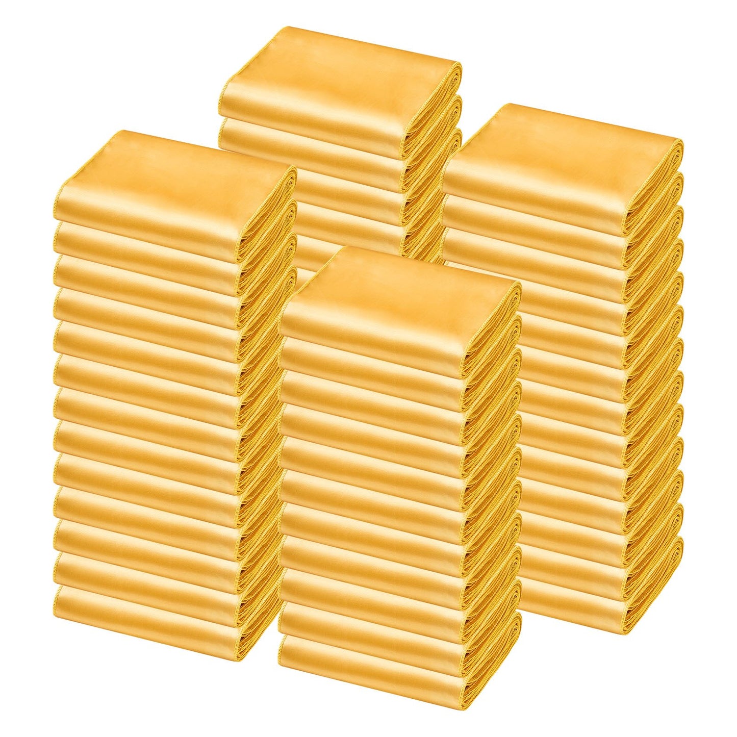 Satin Chair Sashes Bows, 100PCS Chair Ribbon Ties Back Sash, 7 x 108 inch, Gold Wedding Reception Decoration, for Wedding Ceremony Baby Shower Party Events Banquet Chair Cover Decoration