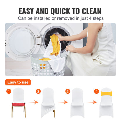 Stretch Spandex Folding Chair Covers, Universal Fitted Chair Cover with Chair Sashes, Removable Washable Protective Slipcovers, for Wedding, Holiday, Banquet, Party, Dining (30 Set Gold & White)