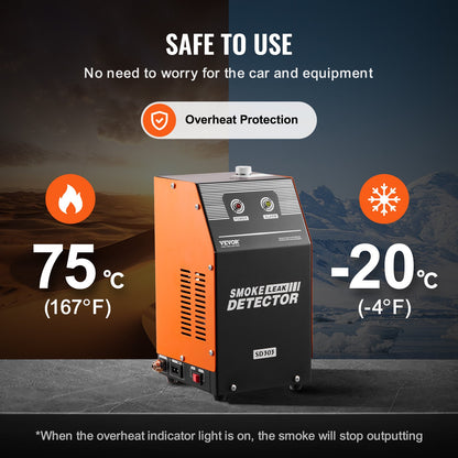 Automotive Smoke Machine Leak Detector, EVAP Smoke Machine Leak Tester with Built-in Air Pump, Dual-Mode Vacuum Pipeline Fuel Diagnostic Detector for DC12V Cars, Motorcycles, Trucks, Boats, ATVs