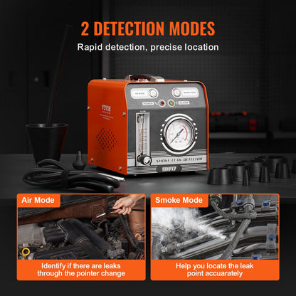 Automotive Smoke Machine Leak Detector, EVAP Smoke Machine Leak Tester with Built-in Air Pump, Pressure Gauge & Flow Meter, Dual-Mode Diagnostic Leak Detector for Vacuum, Fuel, Pipeline Testing