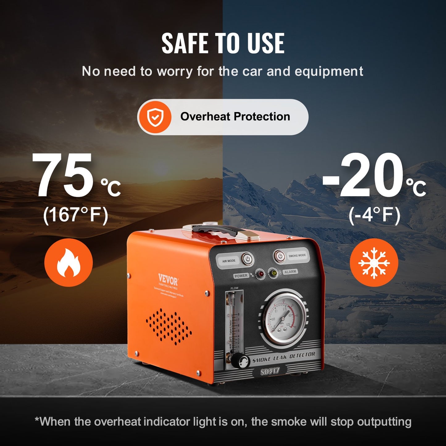 Automotive Smoke Machine Leak Detector, EVAP Smoke Machine Leak Tester with Built-in Air Pump, Pressure Gauge & Flow Meter, Dual-Mode Diagnostic Leak Detector for Vacuum, Fuel, Pipeline Testing