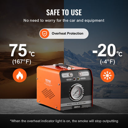 Automotive Smoke Machine Leak Detector, EVAP Smoke Machine Leak Tester with Built-in Air Pump & Pressure Gauge, Dual-Mode Diagnostic Leak Detector for Vacuum, Fuel, Pipeline System Testing