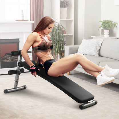 Sit Up Bench, Folding Curved Decline Ab Bench, with 5 Adjustable Height Settings, Heavy-Duty Steel, Non-Slip Design, 226 Kg Capacity for Home Gym Workouts, Strength Training, Full Body Muscles