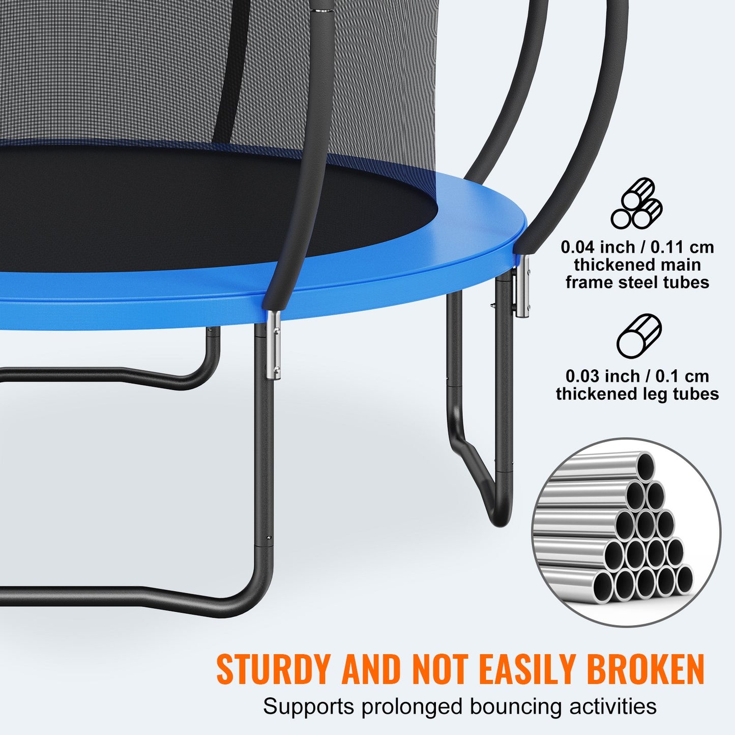 10FT Trampoline, 330 lbs Trampoline with Enclosure Net, Ladder, and Curved Pole, Heavy Duty Trampoline with Jumping Mat and Spring Cover Padding, Outdoor Recreational Trampolines for Kids Adults