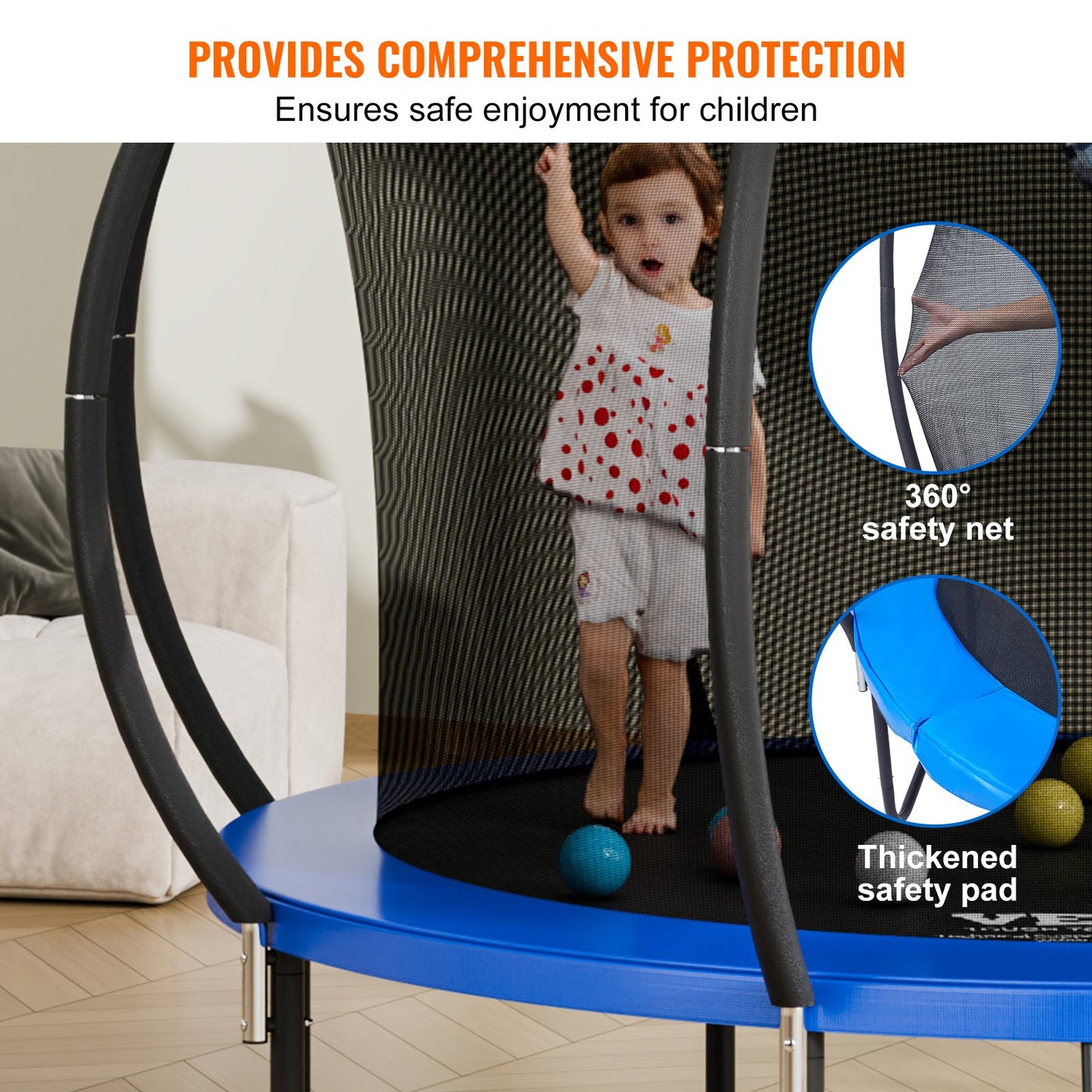 10FT Trampoline, 330 lbs Trampoline with Enclosure Net, Ladder, and Curved Pole, Heavy Duty Trampoline with Jumping Mat and Spring Cover Padding, Outdoor Recreational Trampolines for Kids Adults