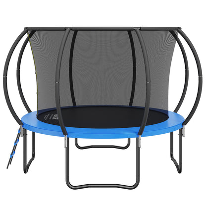 10FT Trampoline, 330 lbs Trampoline with Enclosure Net, Ladder, and Curved Pole, Heavy Duty Trampoline with Jumping Mat and Spring Cover Padding, Outdoor Recreational Trampolines for Kids Adults