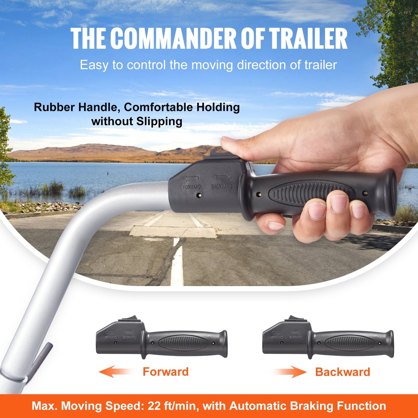 Electric Trailer Dolly, 2268 kg Towing Capacity, 350W 12V Trailer Jockey Wheel with 6.7 m/min Moving Speed, 30.5 cm-62.9 cm Adjustable Clamp Height & 20.3 cm Rubber Tire, for Moving Trailer Caravan Boat