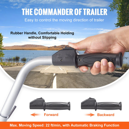 Electric Trailer Dolly, 2268 kg Towing Capacity, 350W 12V Trailer Jockey Wheel with 6.7 m/min Moving Speed, 30.5 cm-62.9 cm Adjustable Clamp Height & 20.3 cm Rubber Tire, for Moving Trailer Caravan Boat