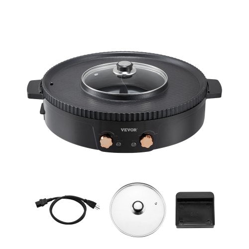 Hot Pot mit Grillfunktion, 1800 W, elektrischer 2-in-1-Grill und Hot Pot ohne Rauchentwicklung, koreanischer BBQ Shabu Shabu Hot Pot mit separater Temperaturregelung, Antihaftbeschichtung, für 2–8 Personen