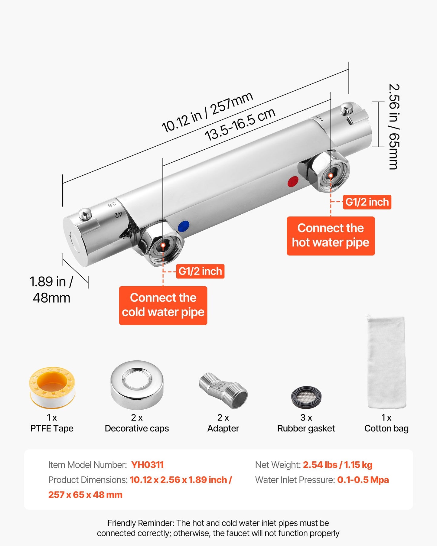 Thermostatic Shower Faucet Valve, 38℃ Secure Lock Thermostatic Shower Valve, Hot Cold Water Showering Faucet Temperature Control Valves with Solid Brass Casting for Bathroom, RV, Leak-Proof