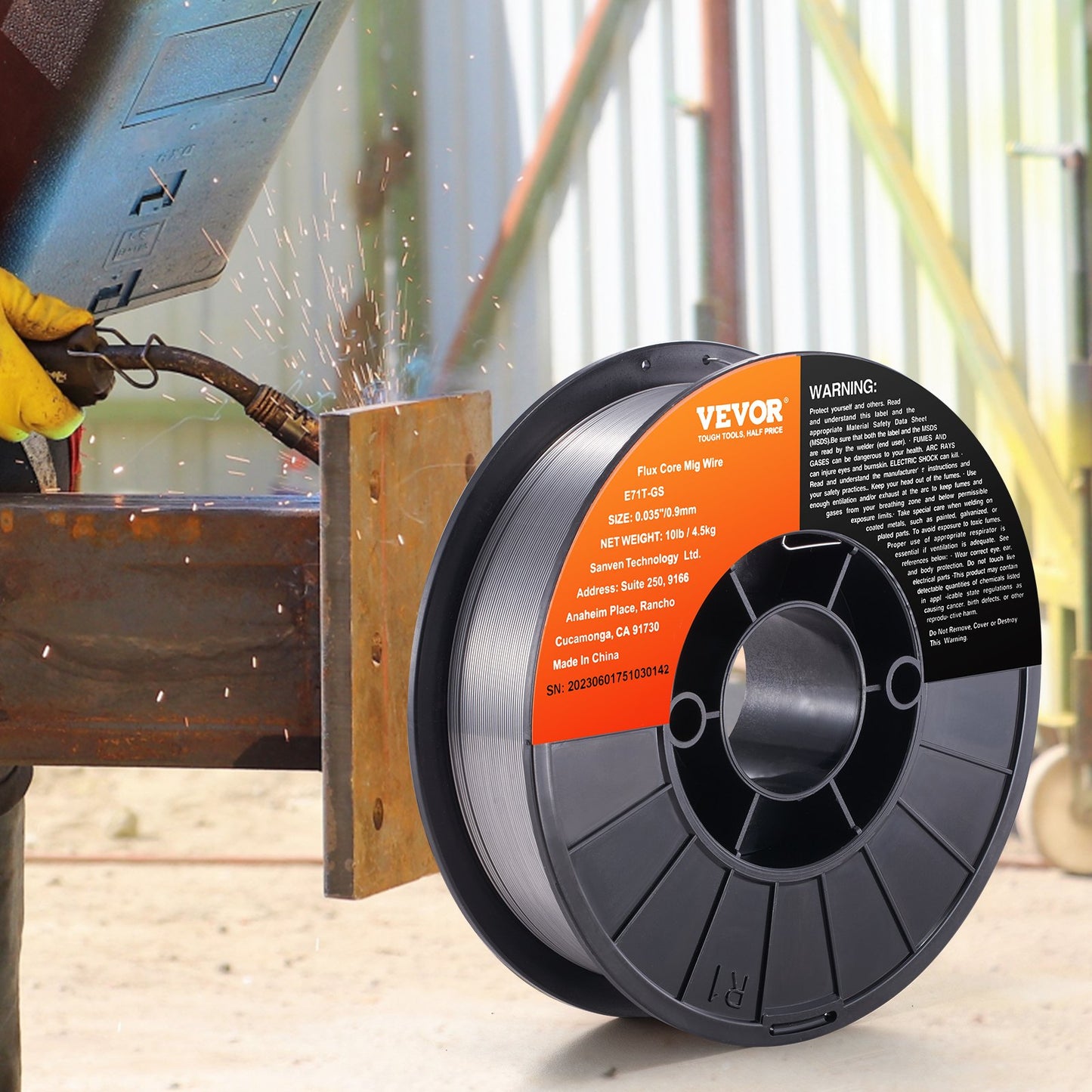 Flux Core Welding Wire, E71T-GS 0.089 cm 4.5 kg, Gasless Mild Steel MIG Welding Wire with Low Splatter for All Position Arc Welding and Outdoor Use