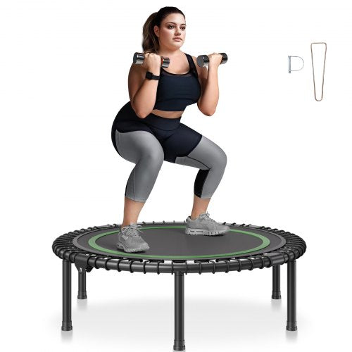 Foldable Mini Trampoline, 40 Inch Fitness Rebounder, Max Load 330 lbs Exercise Trampoline, Stable & Quiet Indoor Small Workout Trampoline, Mini Trampoline for Adults Indoor/Garden Workout
