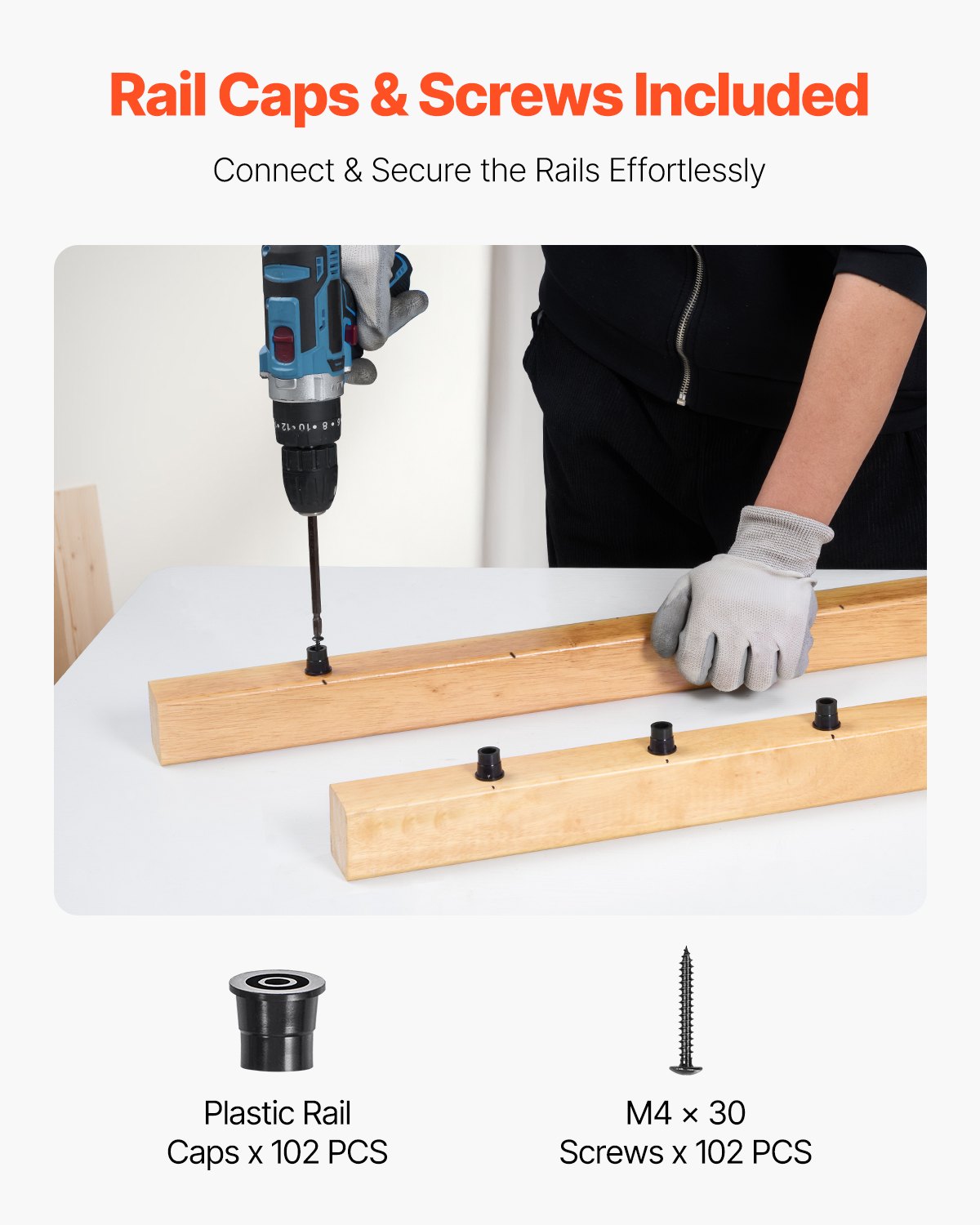 Staircase Balusters 51 Pack, 32 In Aluminum Stair Balusters, 3/4 Inch Water-Proof Round Metal Spindle Railing, Hollow Deck Railing with Rail Caps & Screws for Stairs, Porch, Patio, Matte Black