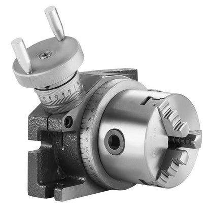 Rotary Table for Milling Machines, 100 mm, Horizontal Vertical Model Precision Milling Rotary Table, with 80 mm 3-Jaw Chuck M10 T-Bolts Nuts, for Milling Engineering Indexing Tools