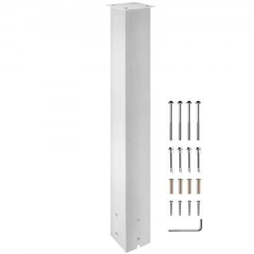 Mailbox Post, 43\" High Mailbox Stand, White Powder-Coated Mail Box Post Kit, Q235 Steel Post Stand Surface Mount Post for Sidewalk and Street Curbside, Universal Mail Post for Outdoor Mailbox