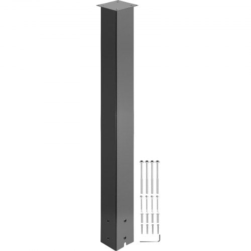 Mailbox Post, 43\" High Mailbox Stand, Black Powder-Coated Mail Box Post Kit, Q235 Steel Post Stand Surface Mount Post for Sidewalk and Street Curbside, Universal Mail Post for Outdoor Mailbox