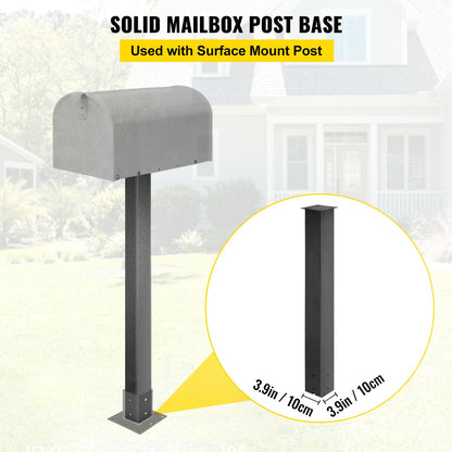 Mailbox Post, 43\" High Mailbox Stand, Black Powder-Coated Mail Box Post Kit, Q235 Steel Post Stand Surface Mount Post for Sidewalk and Street Curbside, Universal Mail Post for Outdoor Mailbox