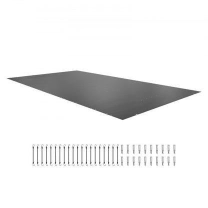 Pool Safety Cover, 11.5x19.6 ft In-ground Pool Cover, Charcoal PVC Pool Covers, Rectangular Safety Pool Cover In-ground Cover Solid Safety Pool Cover for Swimming Pool Winter Protection Cover