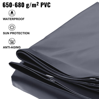 Pool Safety Cover, 11.5x19.6 ft In-ground Pool Cover, Charcoal PVC Pool Covers, Rectangular Safety Pool Cover In-ground Cover Solid Safety Pool Cover for Swimming Pool Winter Protection Cover