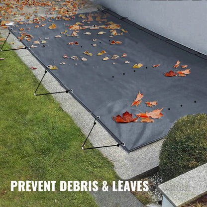 Pool Safety Cover, 11.5x19.6 ft In-ground Pool Cover, Charcoal PVC Pool Covers, Rectangular Safety Pool Cover In-ground Cover Solid Safety Pool Cover for Swimming Pool Winter Protection Cover