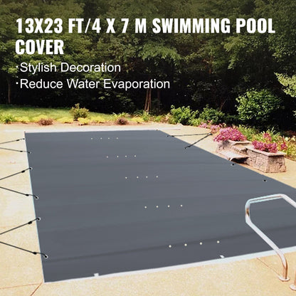 Pool Safety Cover, 13x23 ft In-ground Pool Cover, Charcoal PVC Pool Covers, Rectangular Safety Pool Cover Winter Pool Cover Solid Safety Pool Cover for Swimming Pool Winter Protection Cover