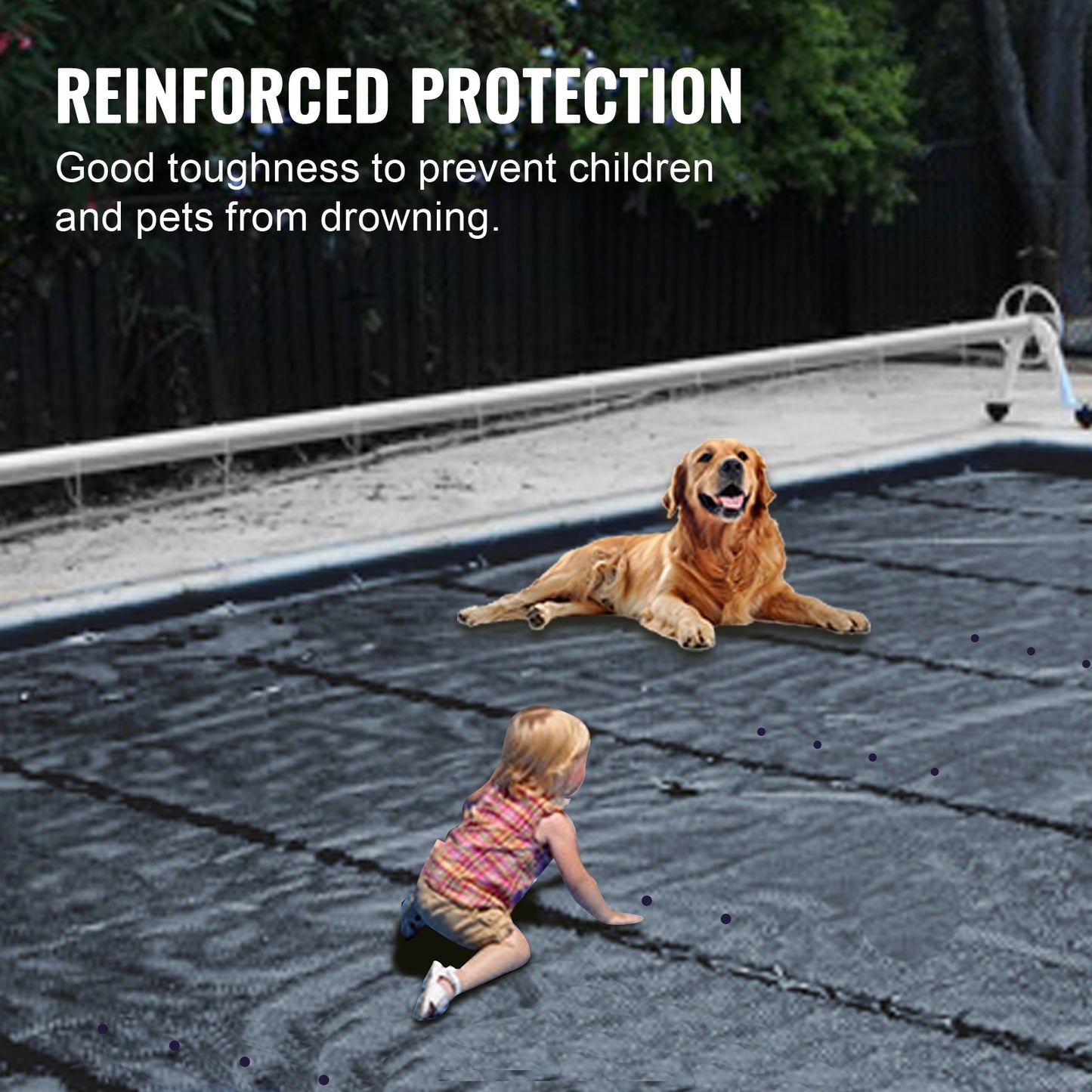 Pool Safety Cover, 13x23 ft In-ground Pool Cover, Charcoal PVC Pool Covers, Rectangular Safety Pool Cover Winter Pool Cover Solid Safety Pool Cover for Swimming Pool Winter Protection Cover